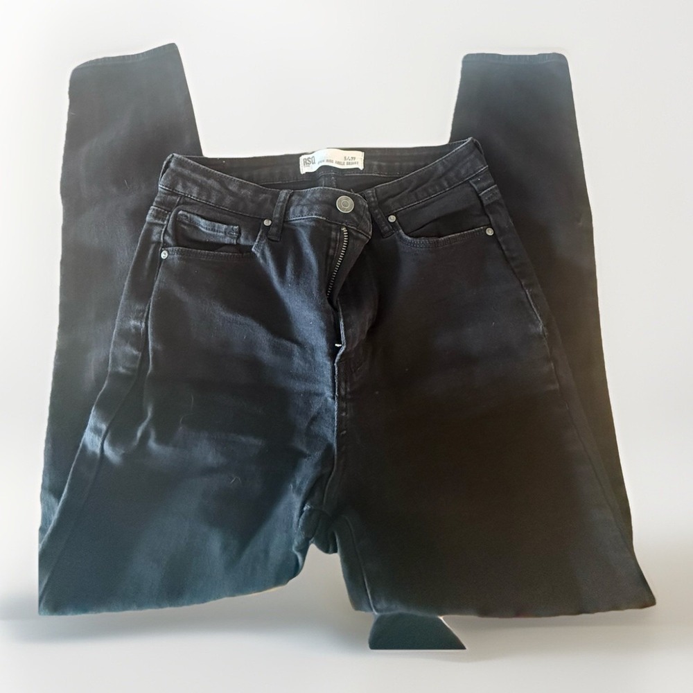 RSQ Size 5 27 Inseam Jeans‎ Slim Straight Mid Rise Black Denim